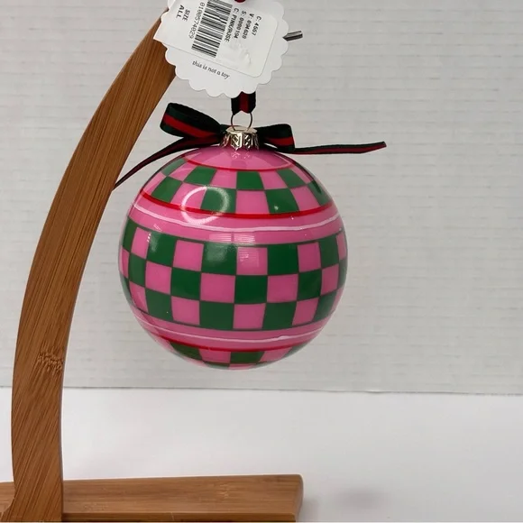 Anthropologie Go Sports Glass Ornament “Go Sports” NWT 4” Pink & Green - Picture 5 of 8